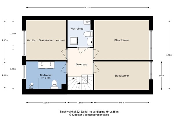Plattegrond - Slechtvalkhof 22, 2623 PE Delft - Slechtvalkhof 22_1e verdieping.jpg